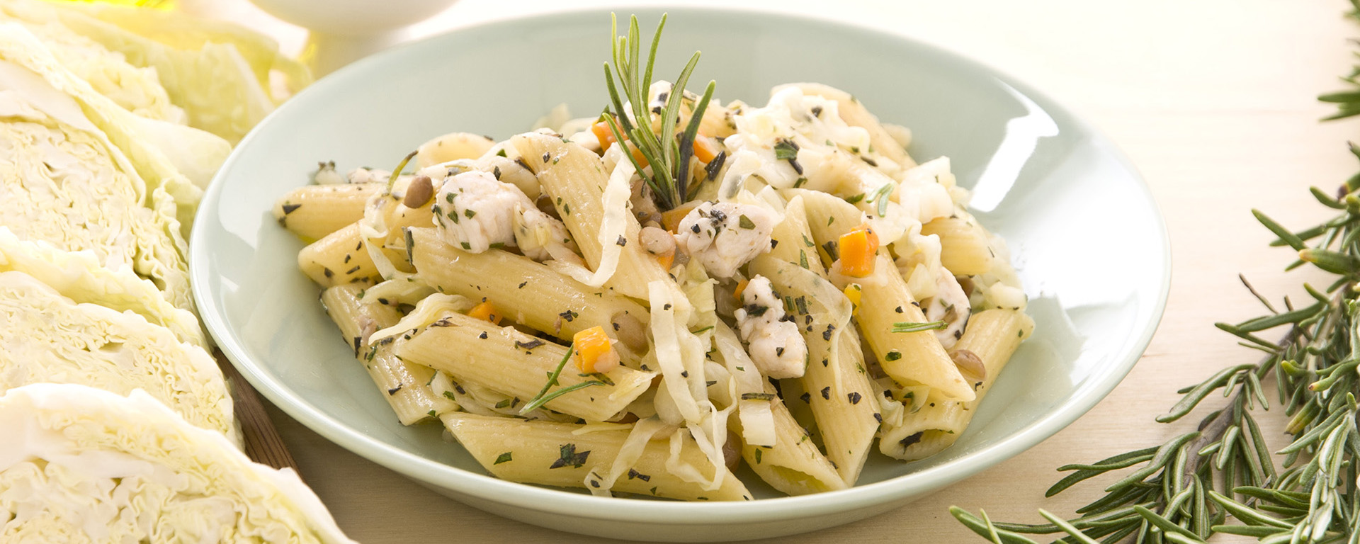 Penne mit Krautlinsen und Hühnerfleisch