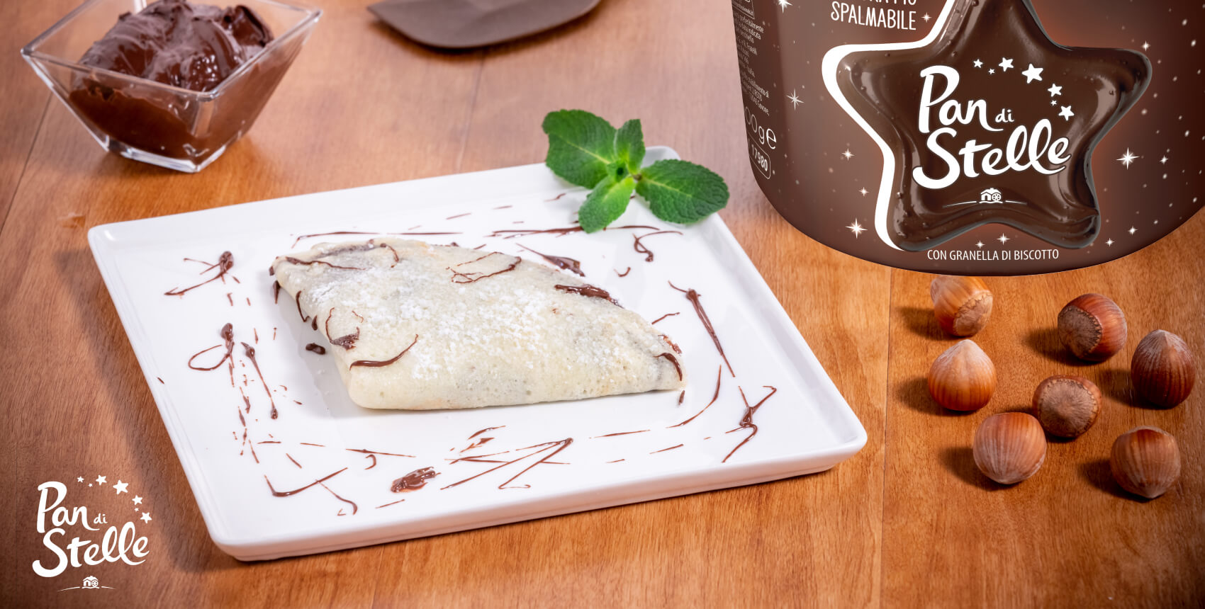 Crespella farcita con crema pan di stelle