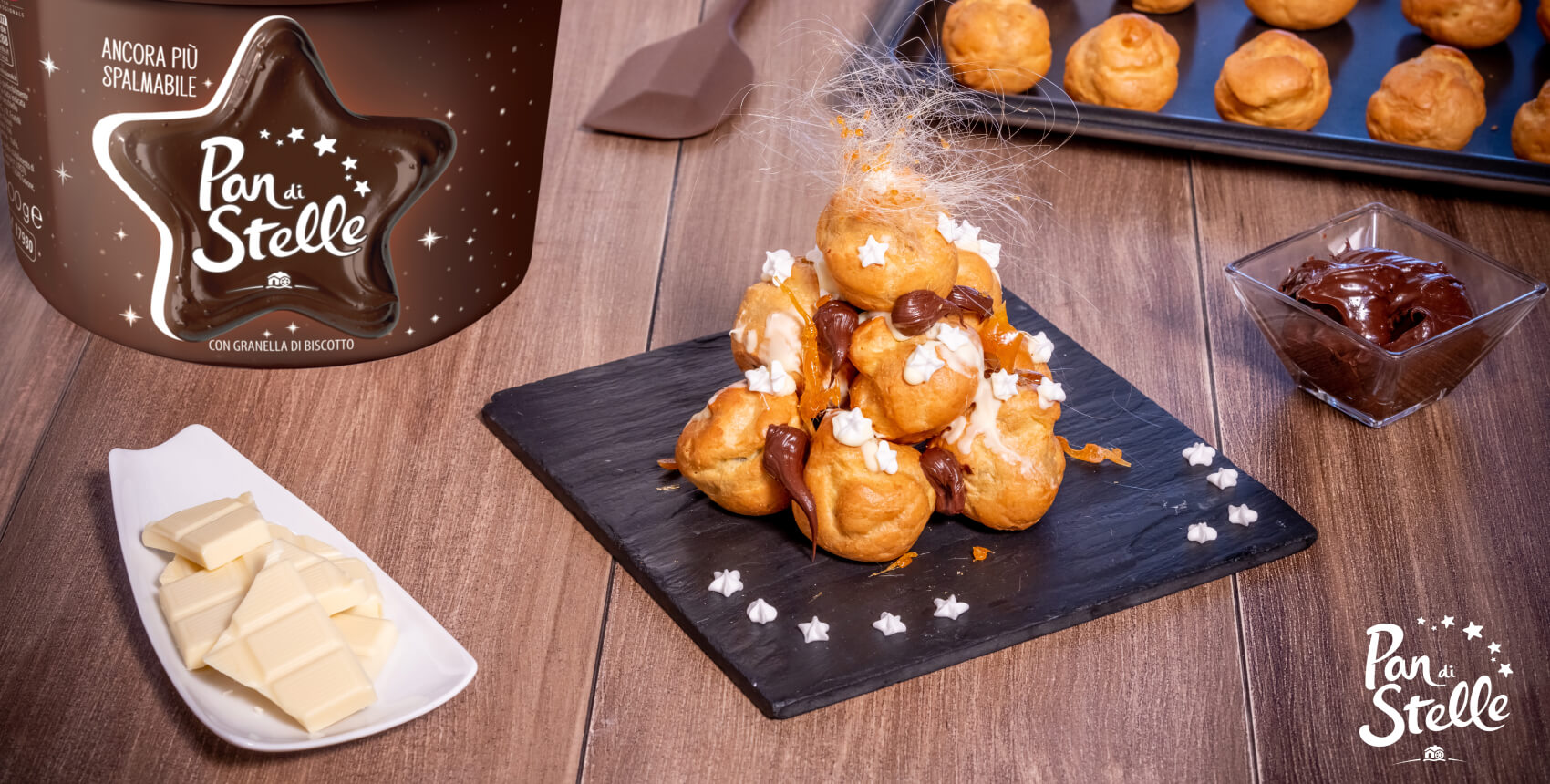 Bignè farciti con Crema pan di Stelle